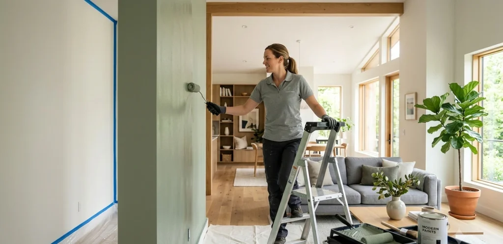 interior home painting services in Edgewater MD - 3 Interior home painting services in Edgewater MD — freshly painted living room by Heward Home Improvement